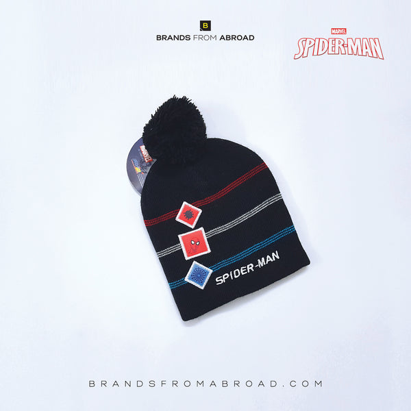 Spiderman Beanie Cap with Pom Pom Detail