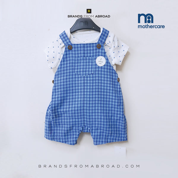 Mothercare 2 Pcs Dungarees Set Blue Check