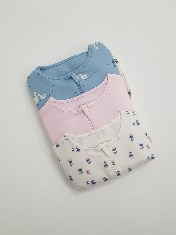 Juniors Print Closed Foot Sleepsuit with Zip - Set of 3