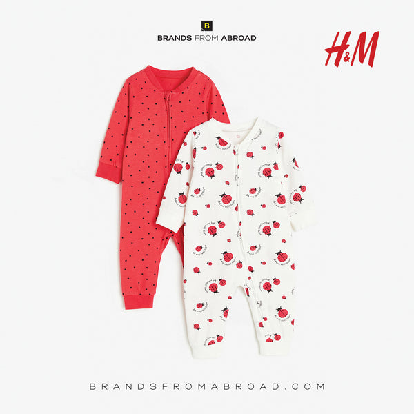 H&M Disney Organic  Sleepsuit Open Feet 2 Pack  Ladybird