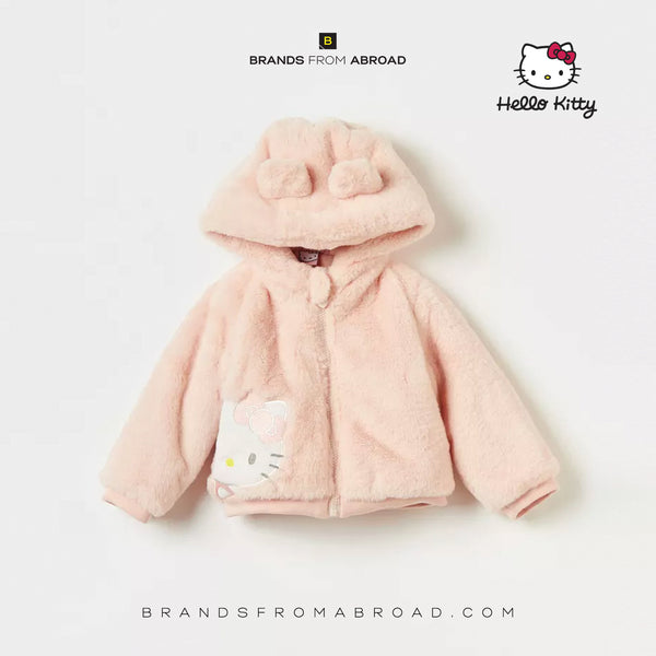 Hello Kitty Applique Jacket with Hood and Zip Closure