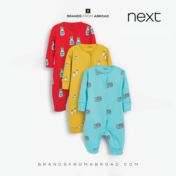 Next 3 pack Sleep suits Open Feet Multi