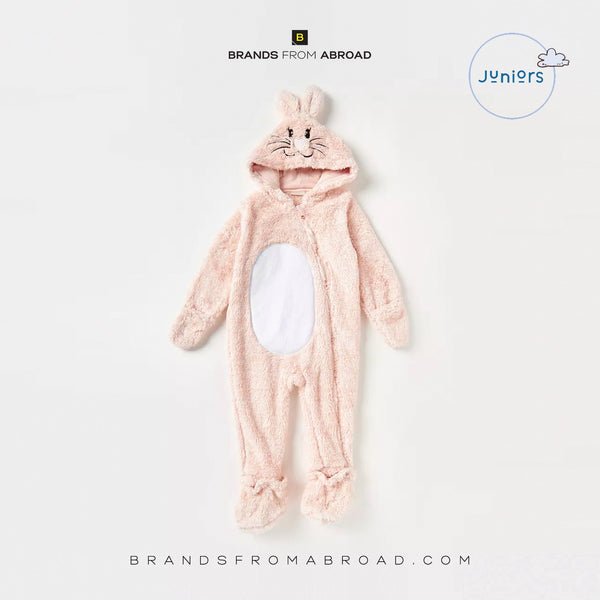 Juniors Bunny Warm Sleepsuit Hooded Pink