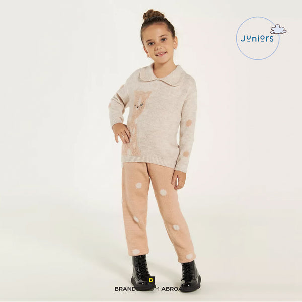 Juniors Kitty Print Pullover and Jog Pant Set