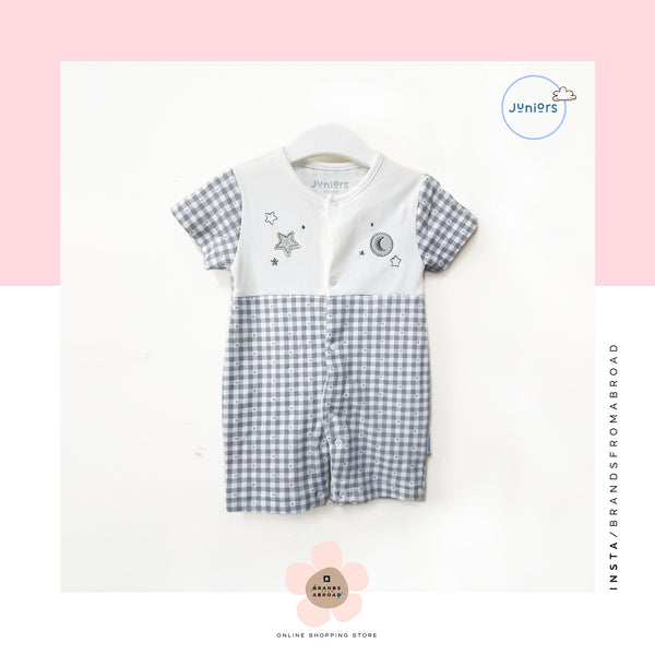 Juniors Short Romper Grey check Moon