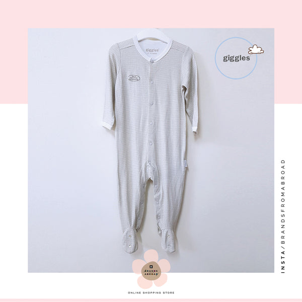 Giggles closed Feet sleeping suits Grey Check