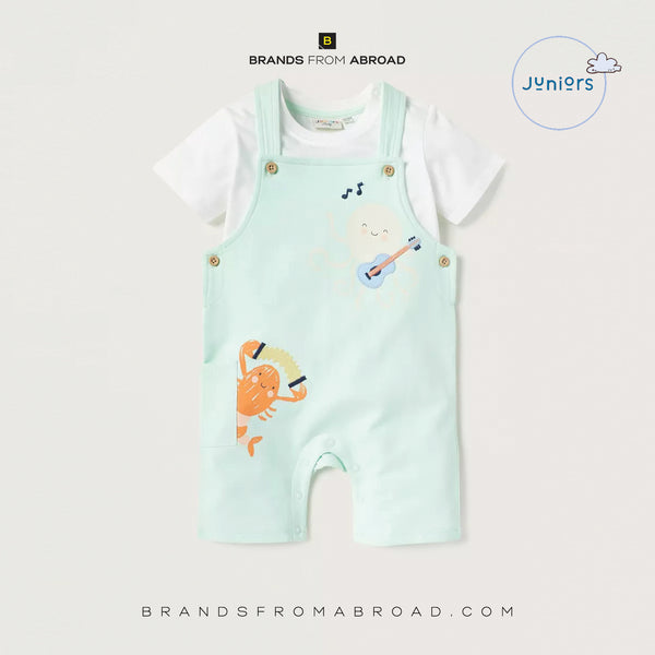 Juniors Printed T-shirt and Dungaree Set