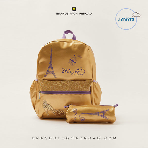 Juniors Paris Print Backpack with Pencil Case