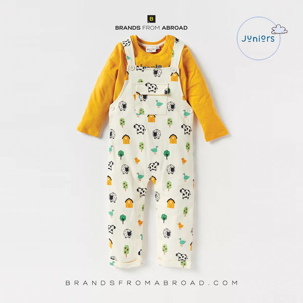 Juniors Printed T-shirt and Dungaree Set