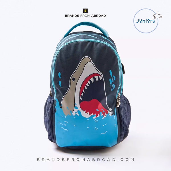 Juniors Shark Print Backpack With Laptop Sleeve Plus USB Port