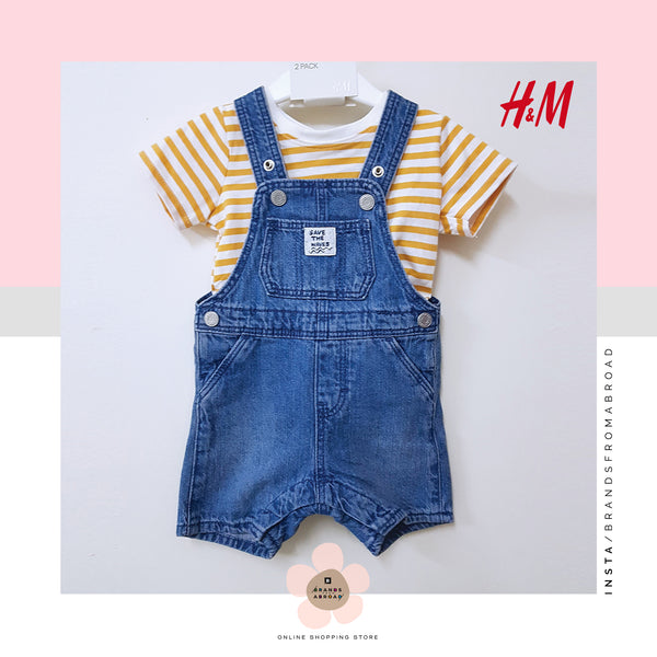 H&M organic 2-PCS Dungaree  set  Organic Cotton