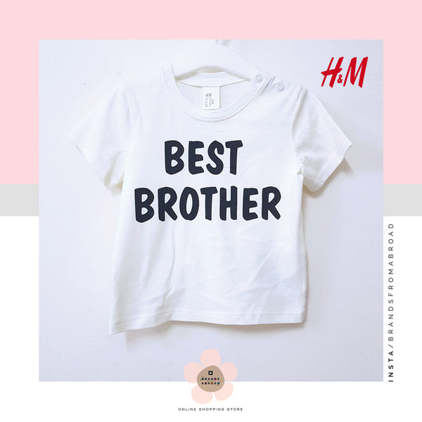 H&M T Shirt Off White Best Brother Organic Cotton