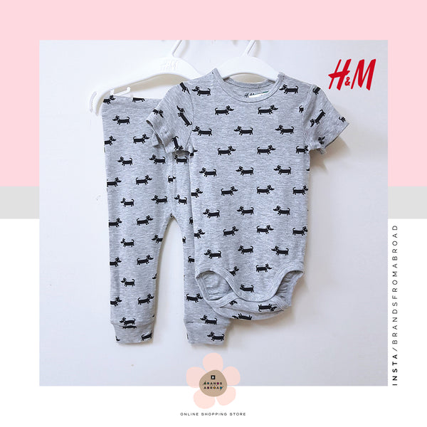 H&M 2 pack Pyjama Set Grey Organic Cotton