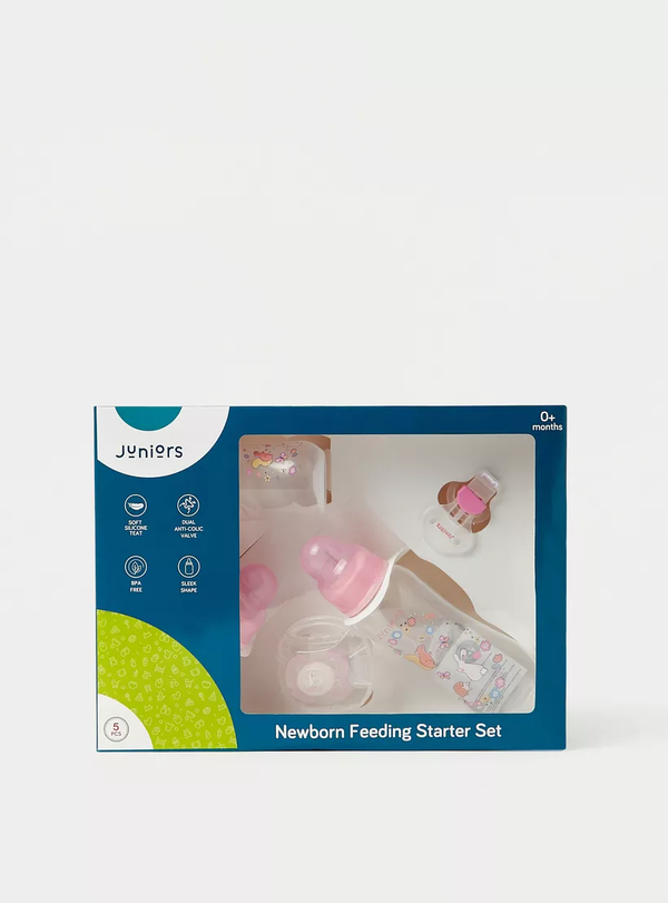 Juniors 5-Piece Newborn Feeding Starter Gift Set Pink (Feeders)