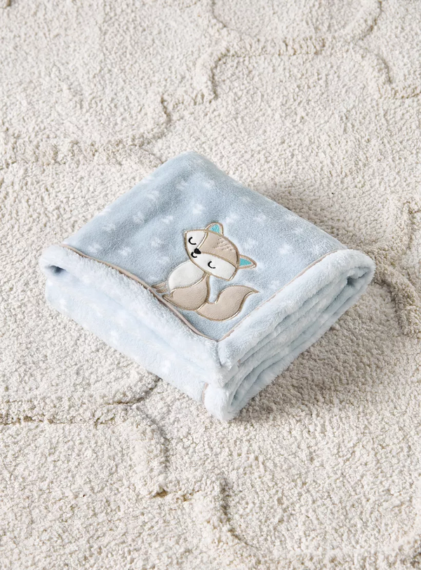 Juniors Fox Applique Fleece Baby Blanket - 76x102 cms