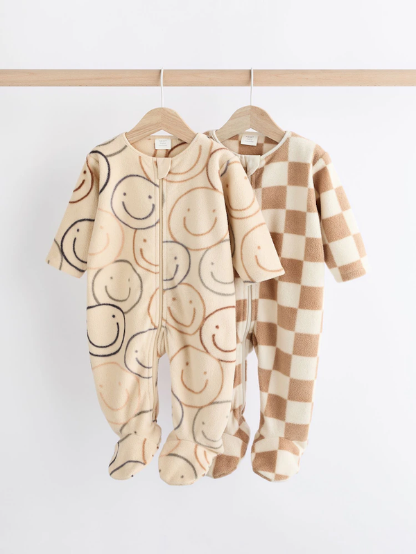 Next Fleece Sleepsuits Closed Feet 2 pack Warm