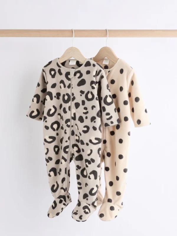 Next Fleece Sleepsuits Closed Feet 2 pack Warm