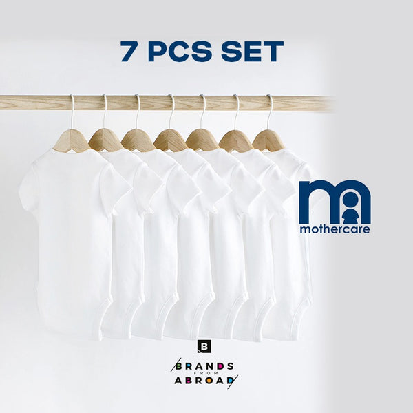 Mothercare White Short-Sleeve Bodysuits - 7 of Pack